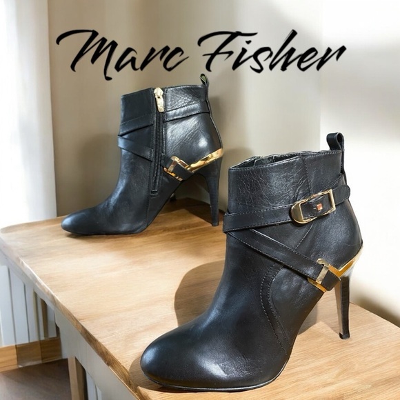 Marc Fisher-size 7 like new preowned! Side zip w/premium leather/gold details. - Picture 2 of 16